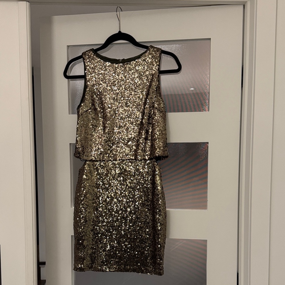 Gold Sequin Sleeveless Dress